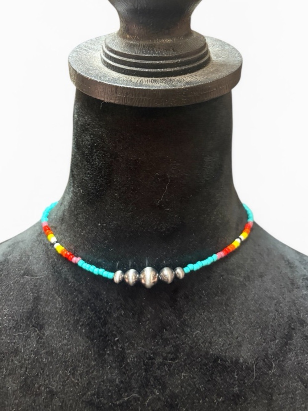 Turquoise Multicolored Western Navajo Beaded, seed beads,Necklace,chocker - Picture 2 of 6